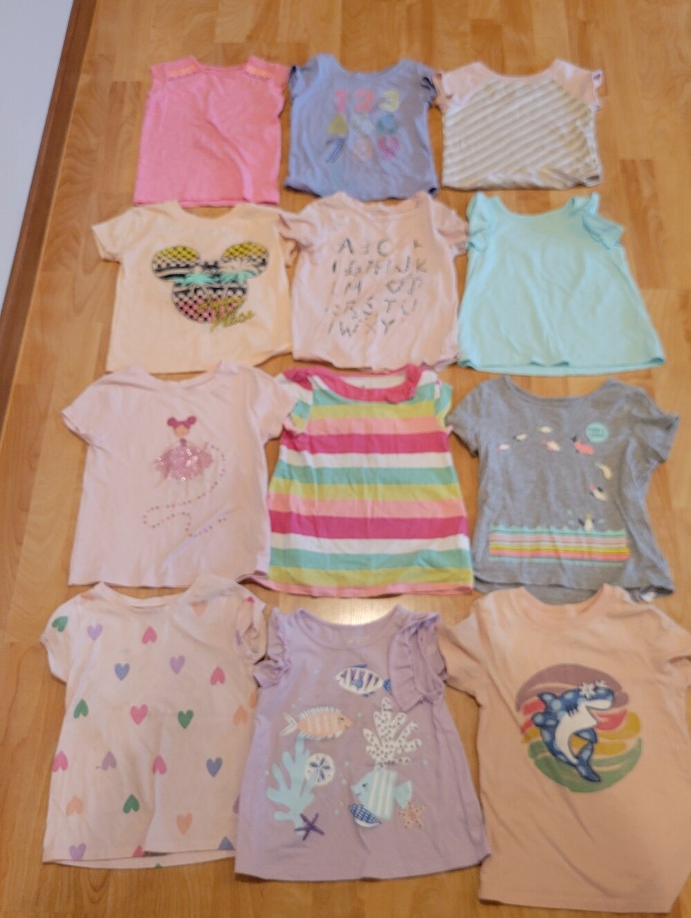 Toddler Girls T-shirt Short Sleeve Top Bundle Size 3T